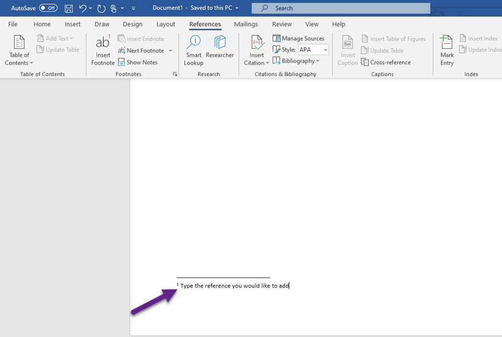 Insert References as Footnotes in Word - ValuSource Support