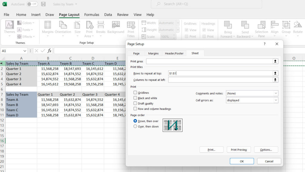 How To Repeat Headers On Every Page When Printing In Excel Valusource Support 5235