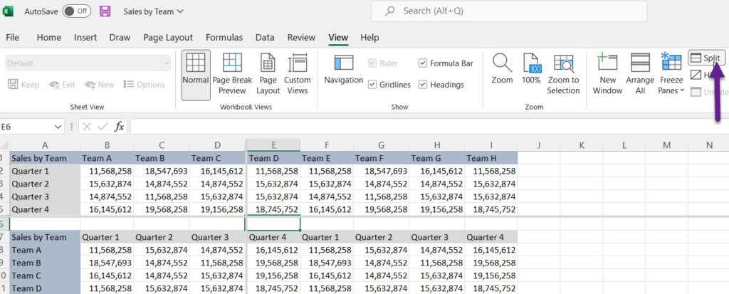 Using Split Screen to View Large Spreadsheets in Excel - ValuSource Support