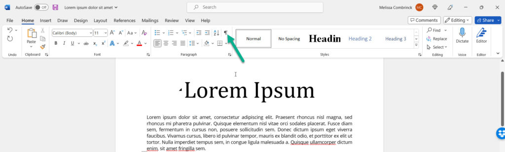 Use Microsoft Word's "Show/Hide ¶" button to manage line breaks in Word ...