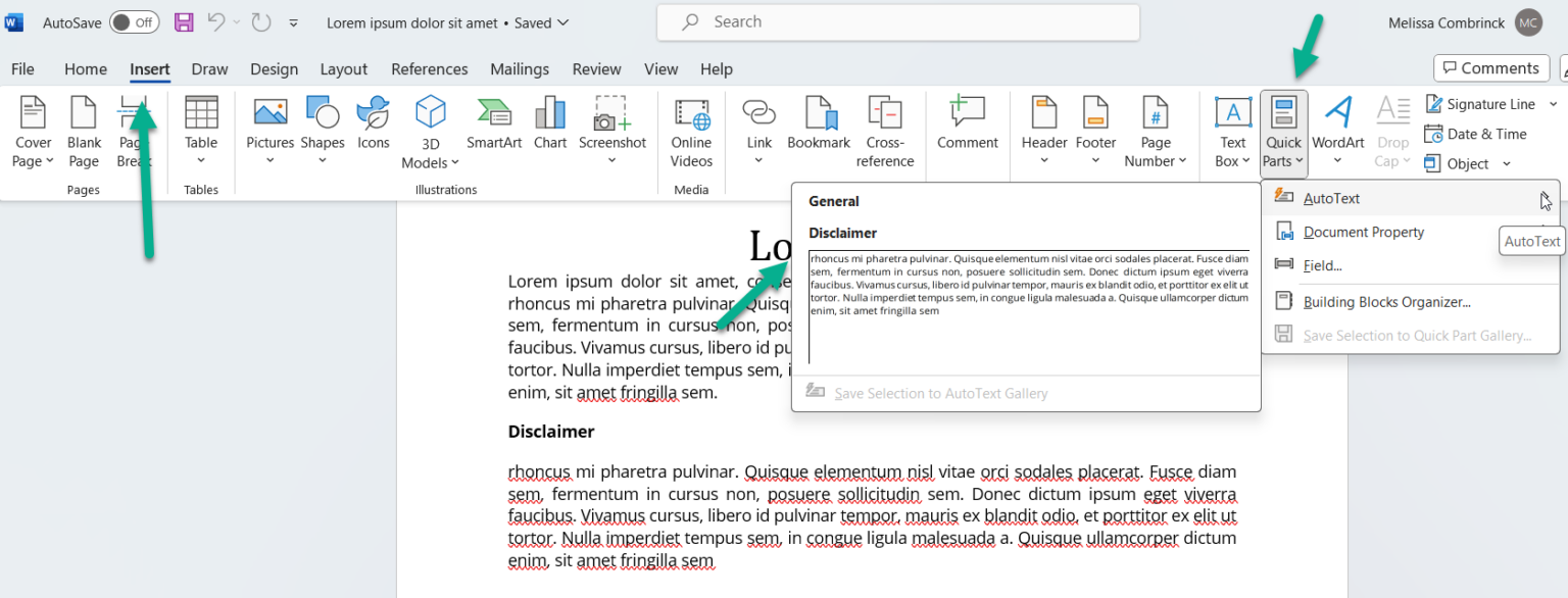 Save time with Auto Text in Word ValuSource Support